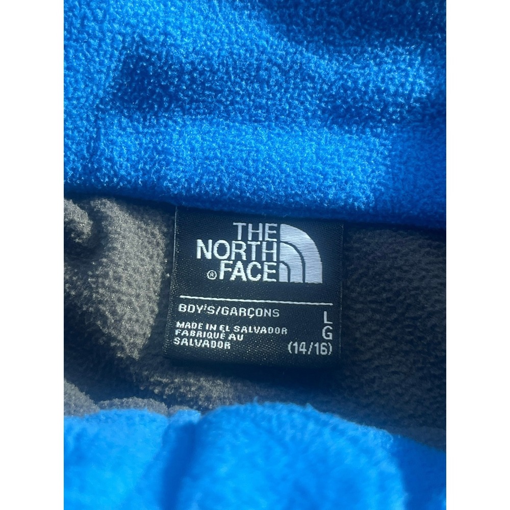 The North Face Boys Blue Grey Quarter Zip Fleece Pullover Jacket Size L 14/16 - Picture 3 of 4